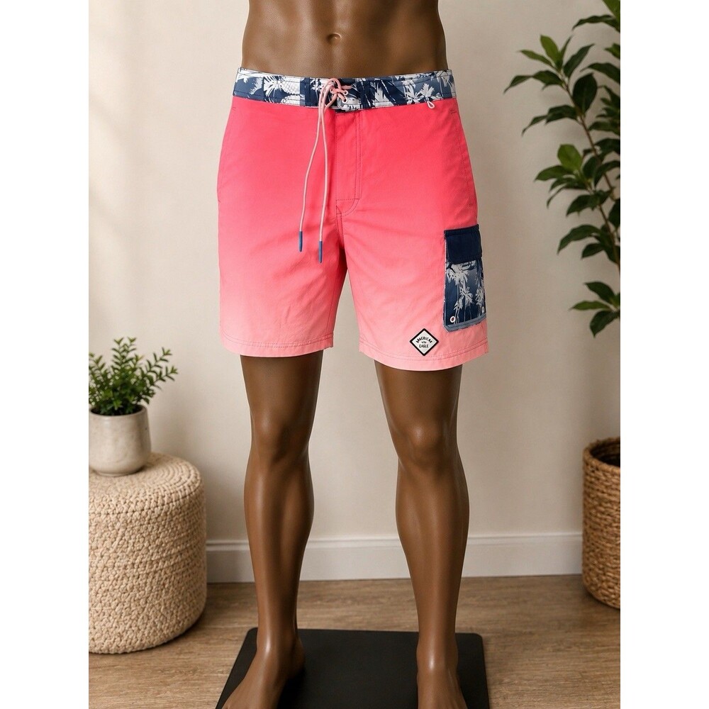 American Eagle Men’s Pink Blue Ombré Board Shorts M Mesh Lined Drawstring